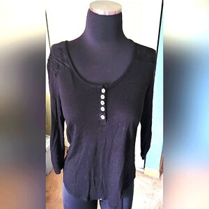 Neon Soul Women's Black Button-Front Top Size Large